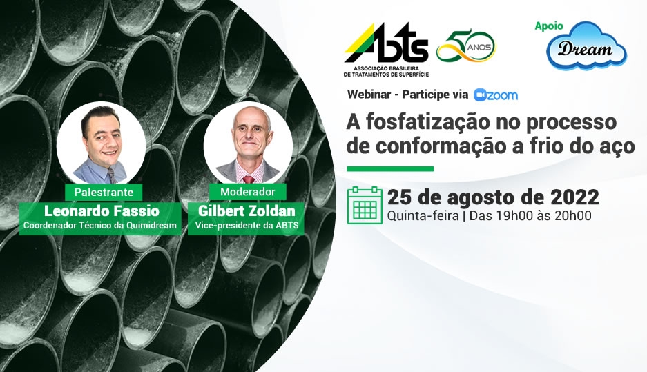 Webinar - A fosfatização no processo de conformação a frio do aço - 25/08/2022 