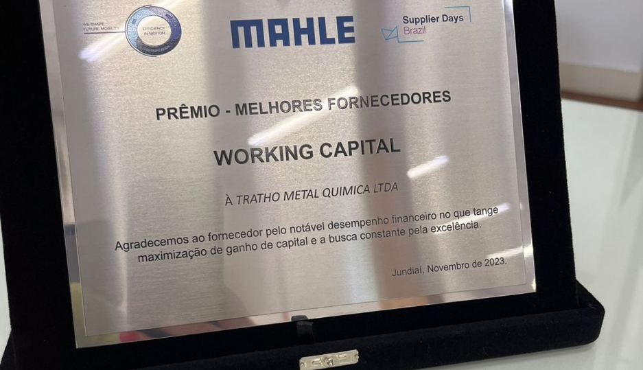 Tratho Conquista O Prêmio - Melhores Fornecedores Working Capital