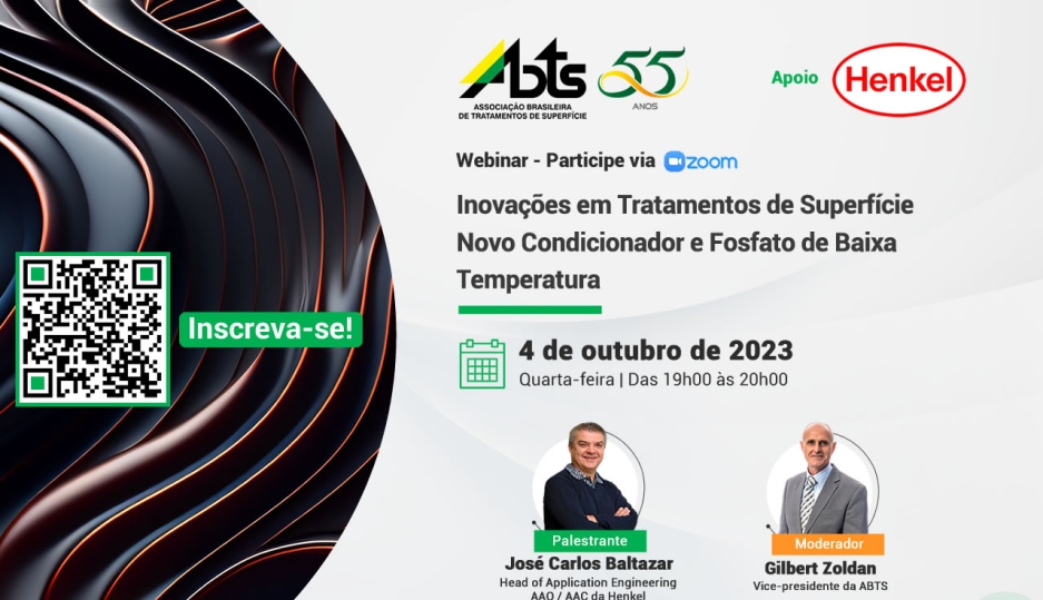 Webinar - Inovações em Tratamentos de Superfície - Novo Condicionador e Fosfato de Baixa Temperatura