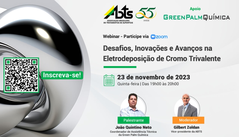 Webinar - Desafios, Inovações e Avanços na Eletrodeposição de Cromo Trivalente