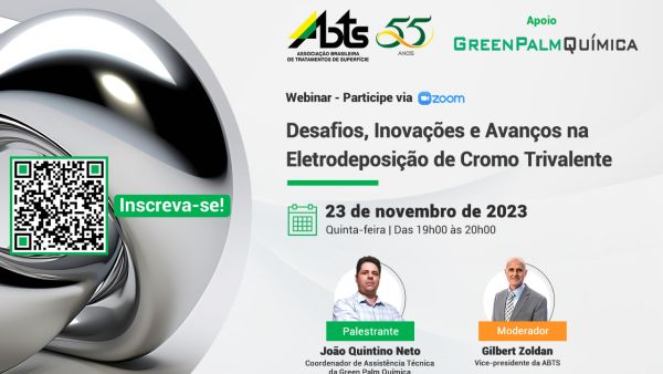 Webinar - Desafios, Inovações e Avanços na Eletrodeposição de Cromo Trivalente