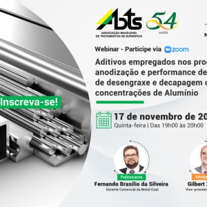 Webinar - Aditivos empregados nos processos de anodização e performance de soluções de desengraxe e decapagem com altas concentrações de Alumínio